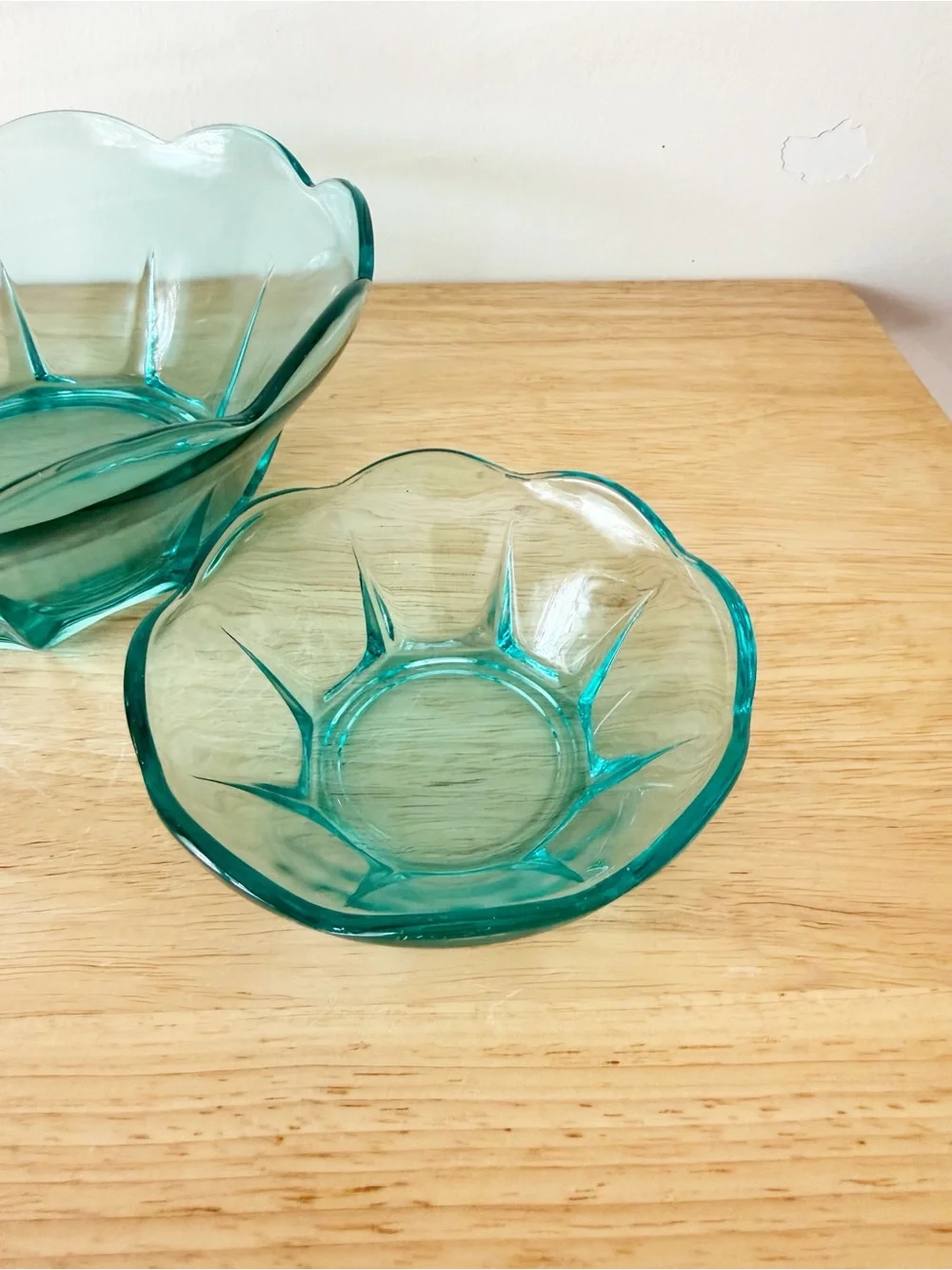 Anchor Hocking Swedish Modern Aquamarine Glass Chip & Dip Dessert Serving Set